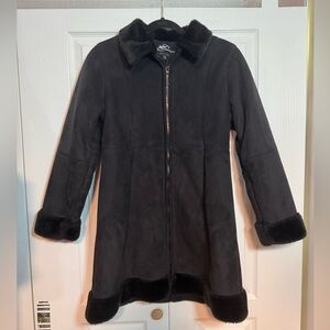 Pennylane vegan faux fur suede black long coat size L/XL